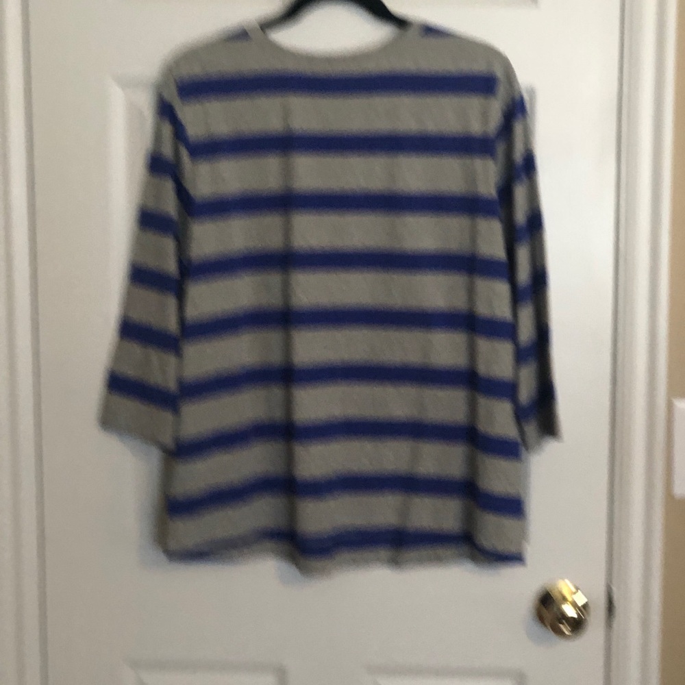 Denim & Company blue and grey striped shirt - Picture 2 of 3